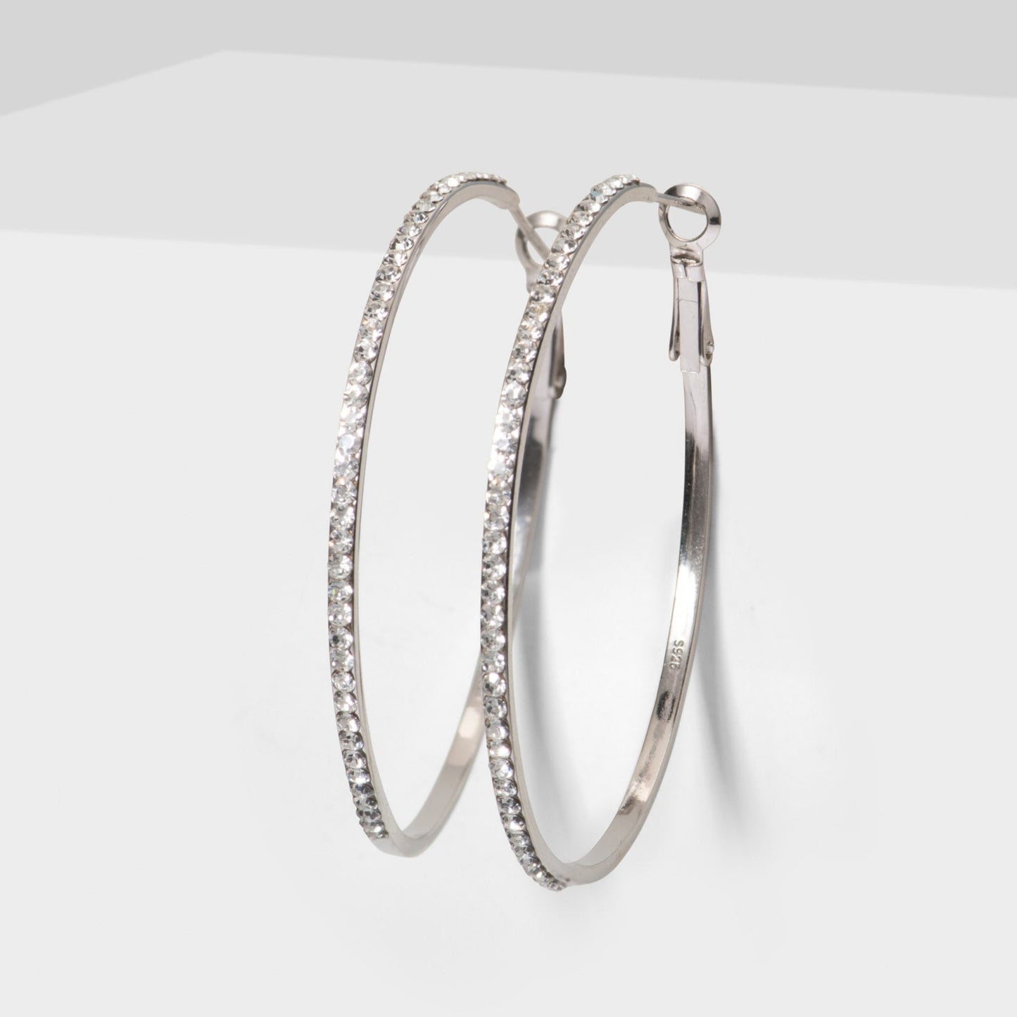 Pave Diamond Style Hoop Earrings