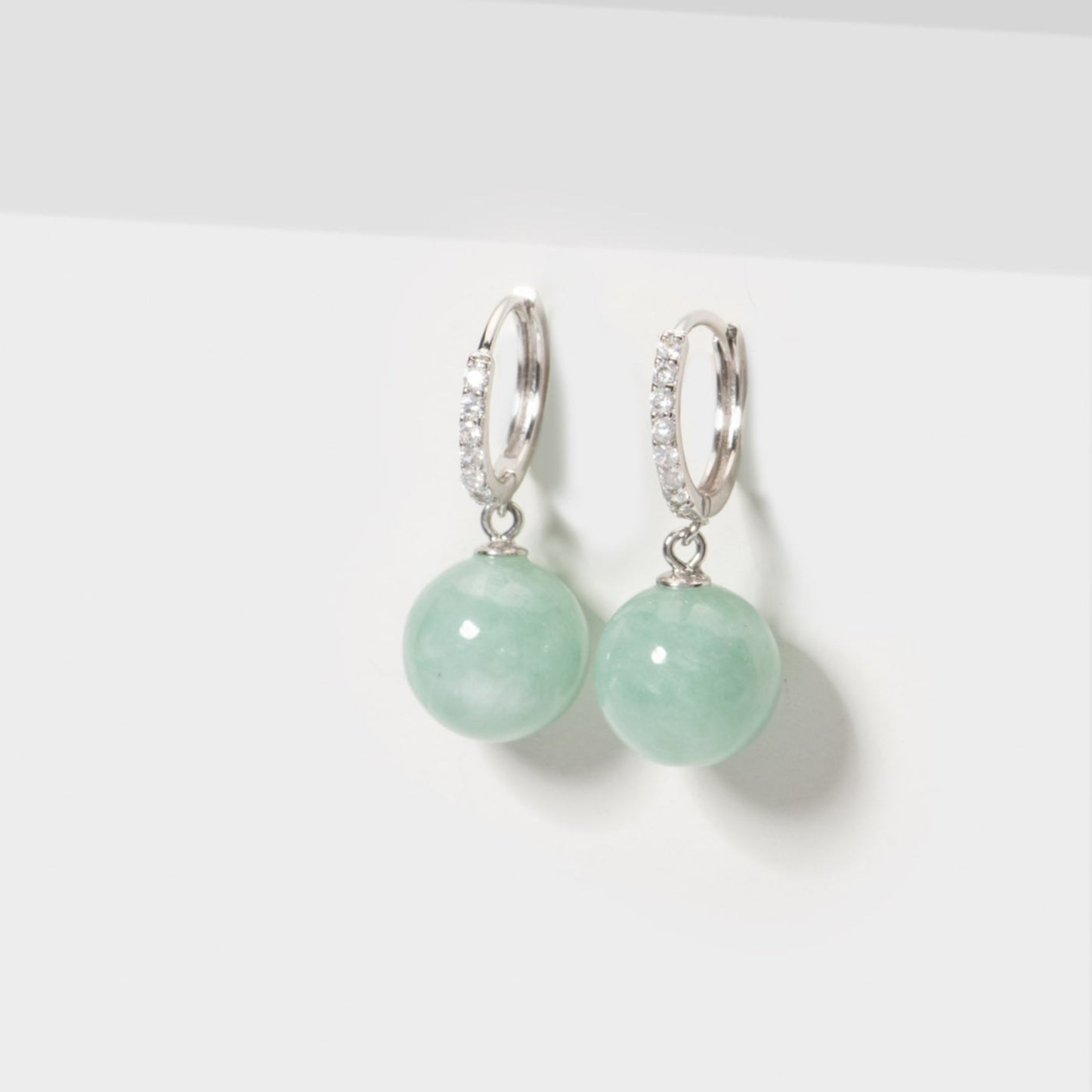 Semi Precious Jade Huggy Hoop Earrings