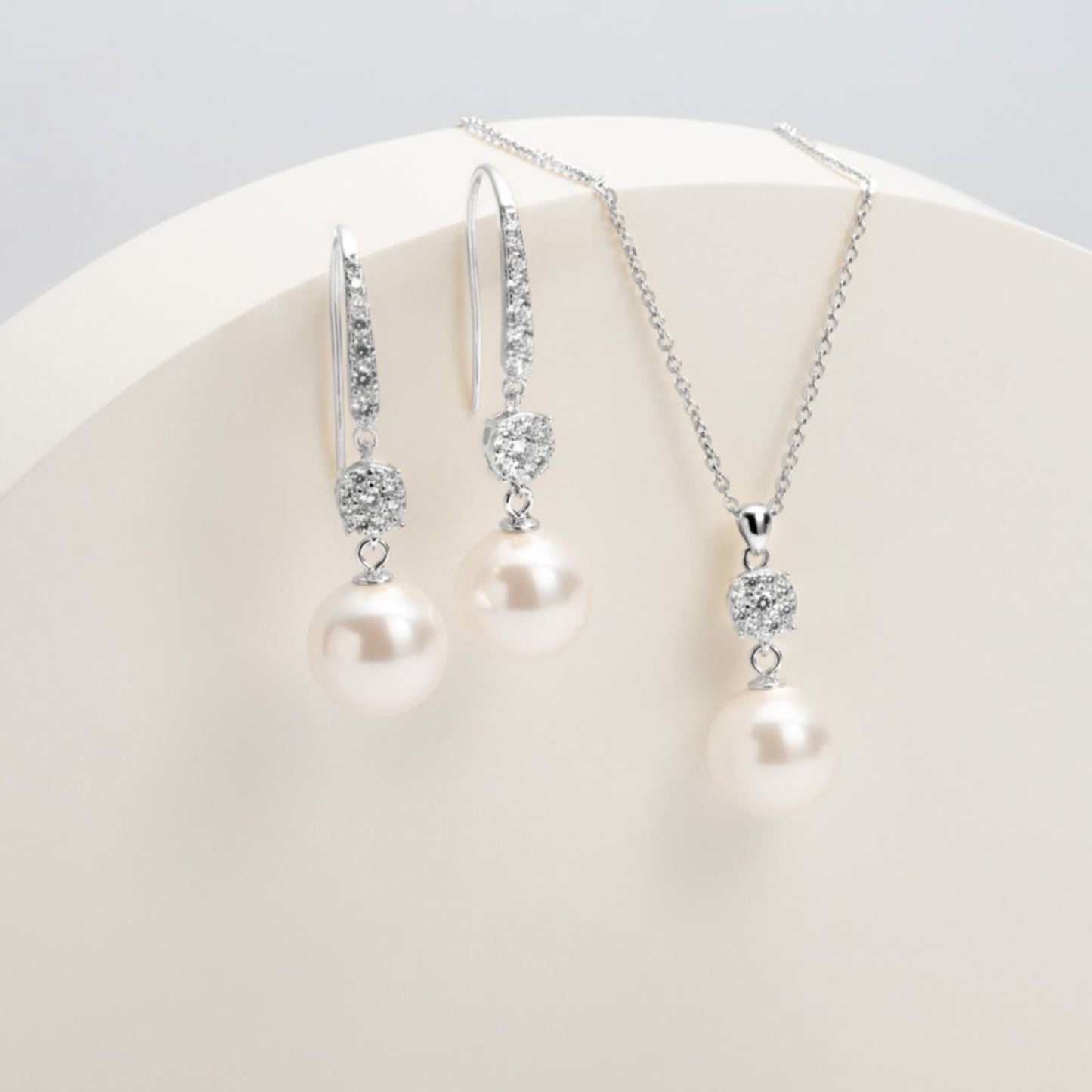 Bridal Diamante and Pearl Drop Jewellery Set