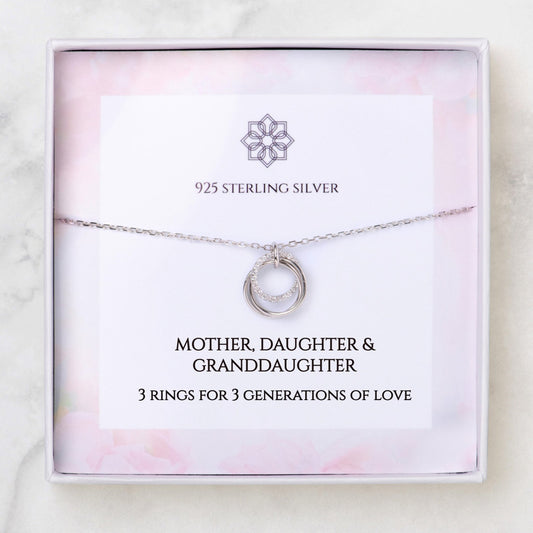 3 Rings for 3 Generations Granddaughter Necklace