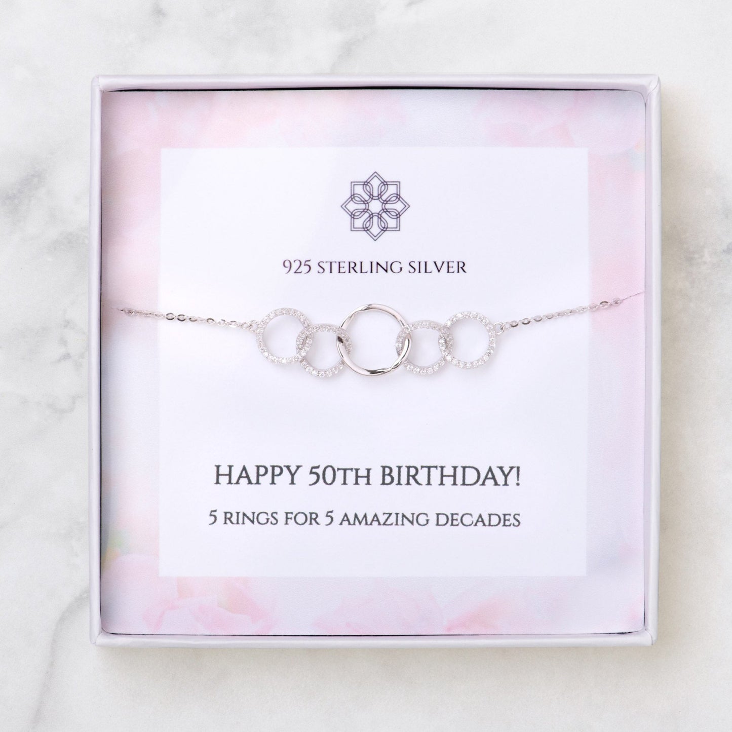 50th Birthday 5 Ring Bracelet