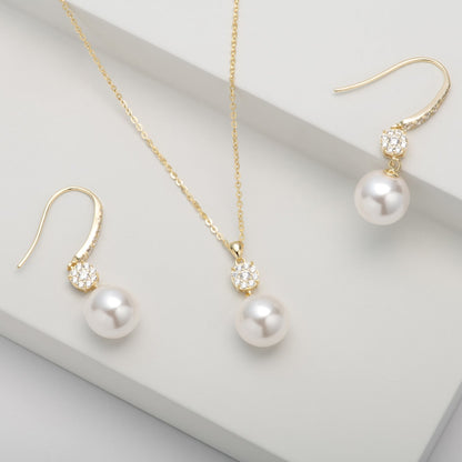 Bridal Diamante and Pearl Drop Jewellery Set