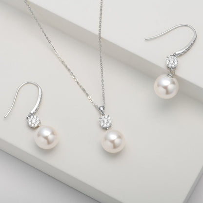 Bridal Diamante and Pearl Drop Jewellery Set