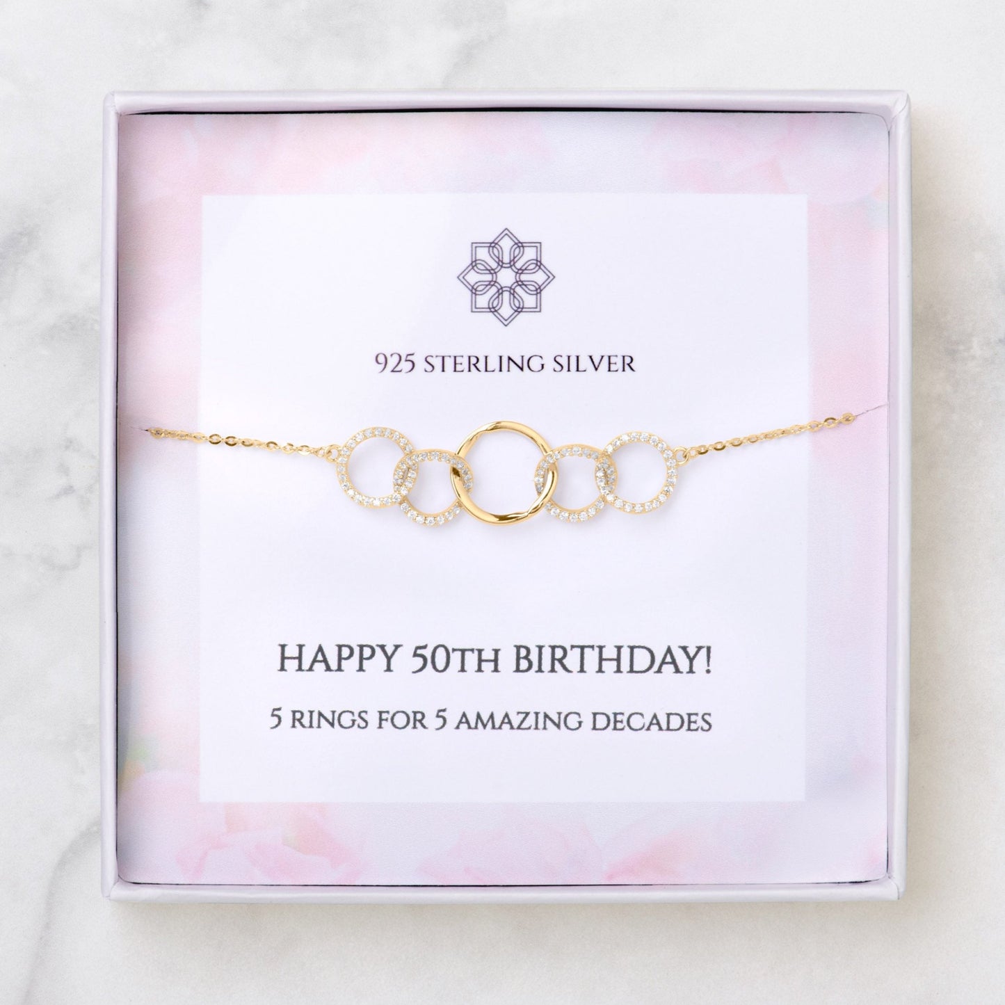 50th Birthday 5 Ring Bracelet