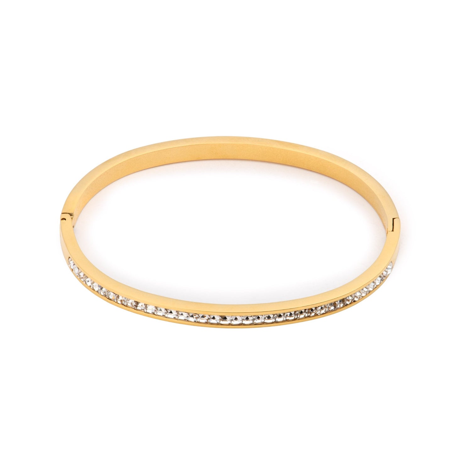 Gold Crystal Hinged Bangle