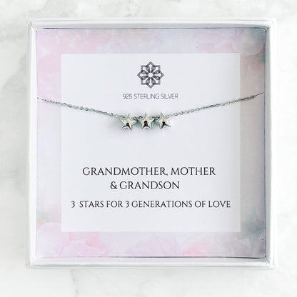 3 Generations Star Necklace Grandson