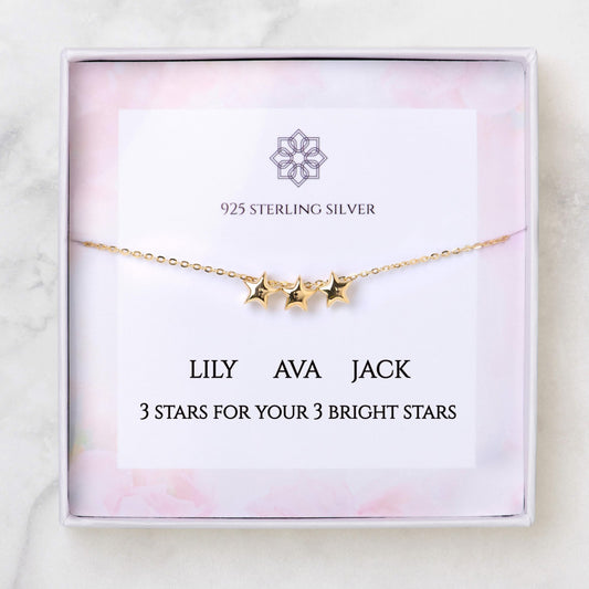 Mum of 3 Personalised Star Necklace