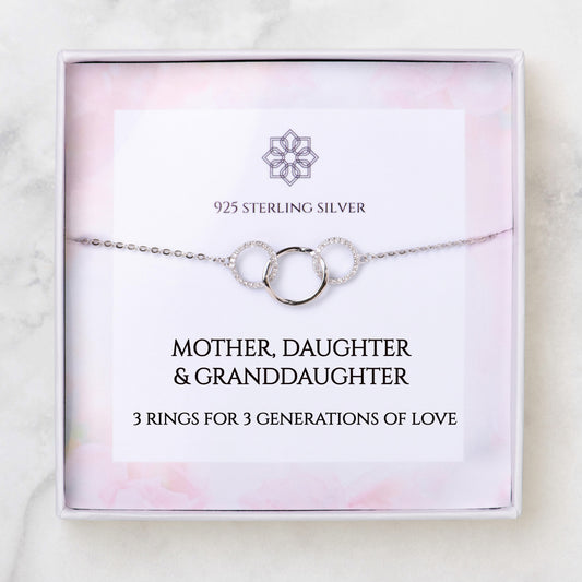 3 Rings for 3 Generations Ring Necklace