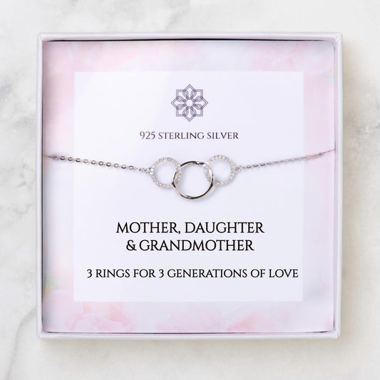 3 Rings for 3 Generations Grandmother Necklace