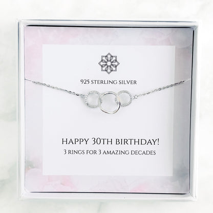 3 Rings 30th Birthday Necklace