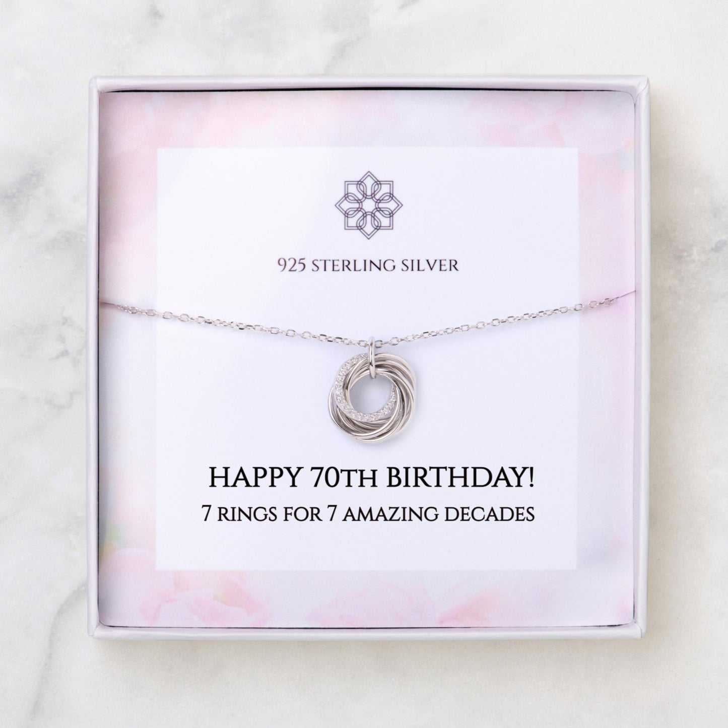 70th Birthday 7 Ring Necklace