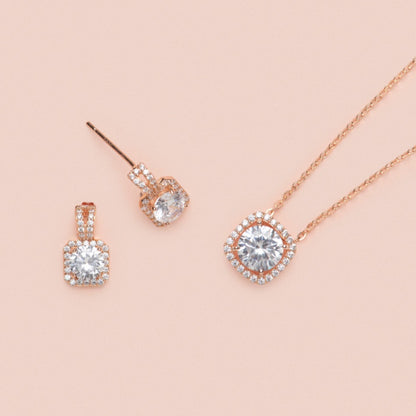CZ Square Necklace and Earring Set