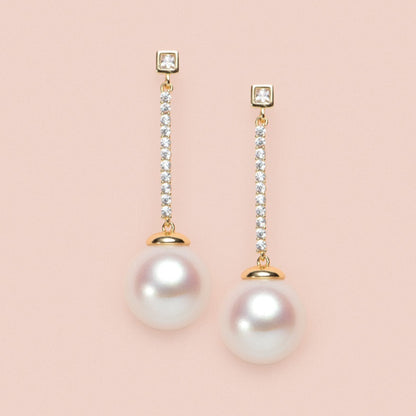 Vegan Pearl and Crystal Drop Earrings