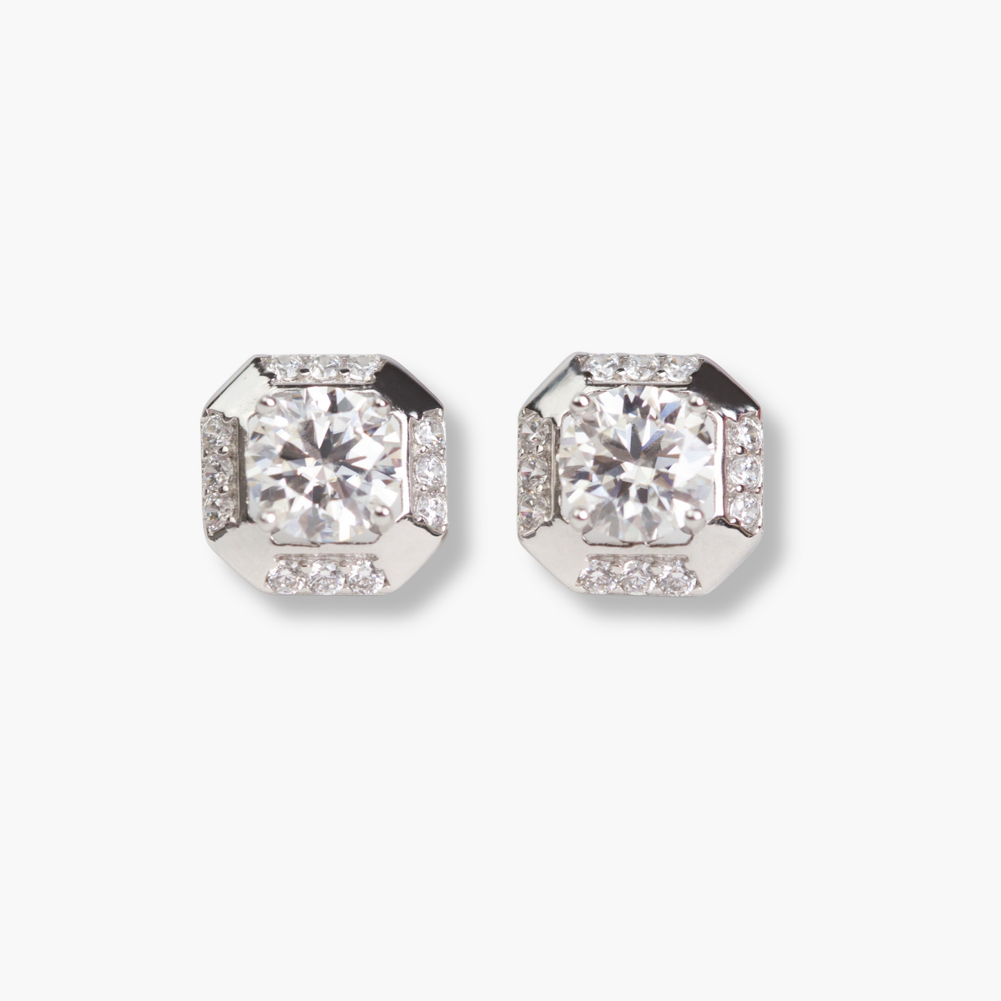 Sterling Silver CZ Diamond Stud Earrings