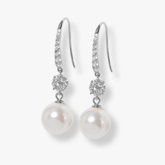 Pearl and Crystal Drop Earrings and Necklace