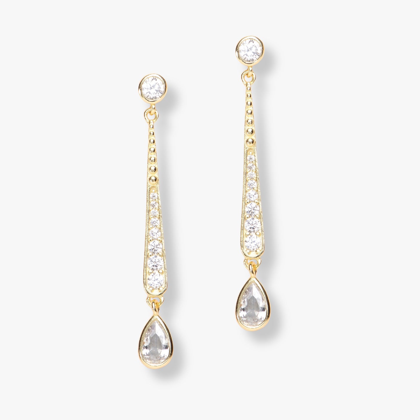 Sleek and Simple CZ Drop Earrings