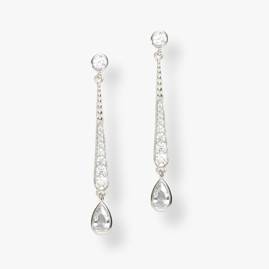 Sleek and Simple CZ Drop Earrings