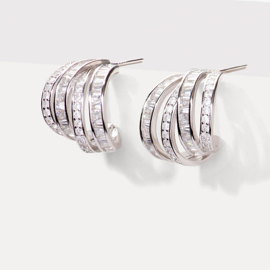 925 Sterling Silver Chunky Asymmetrical Hoop Earrings