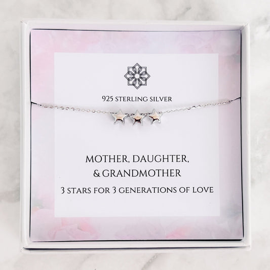 3 Generations Star Necklace Grandmother