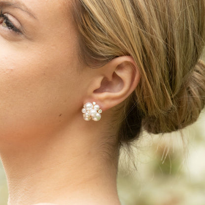 Pearl Cluster Stud Earrings