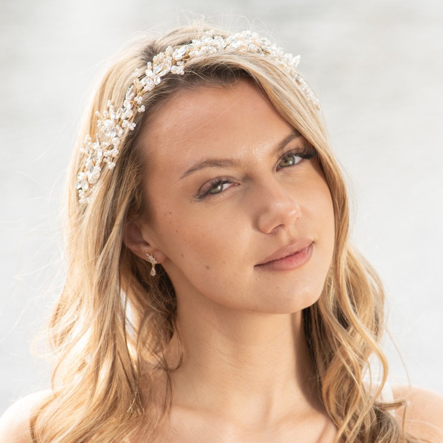 Boho Bridal Pearl and Crystal Headpiece