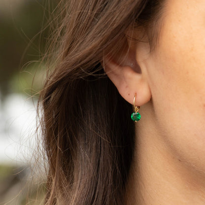 Emerald Huggy Hoop Earrings