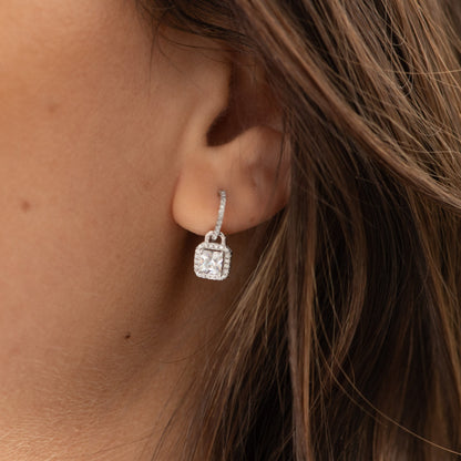 Square Drop Stud Earrings