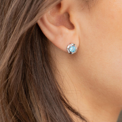 December Birthstone Blue Topaz Earrings
