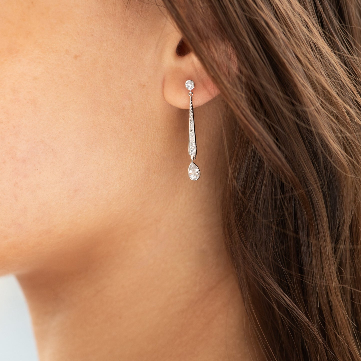 Sleek and Simple CZ Drop Earrings