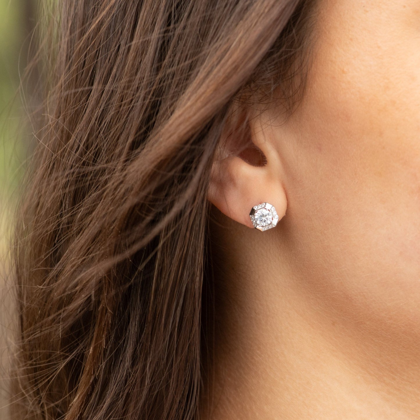 Diamond Stud Earrings and Necklace