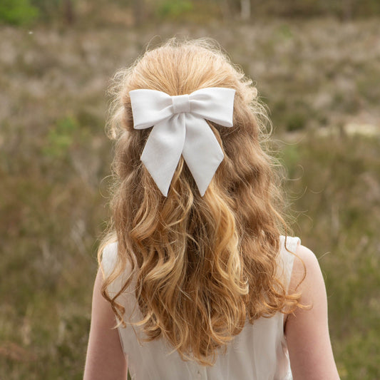 Flower Girl Satin Hair Bow Slide