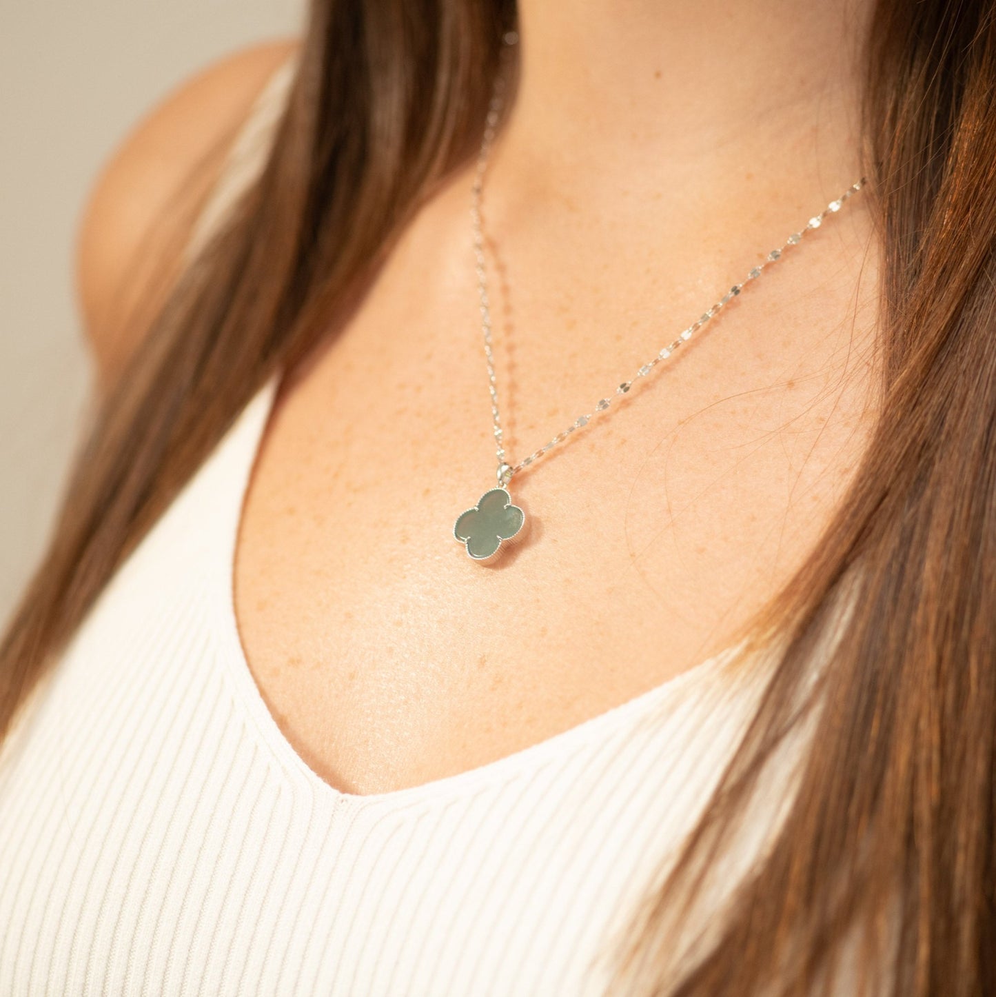 Semi-Precious Jade Clover Necklace