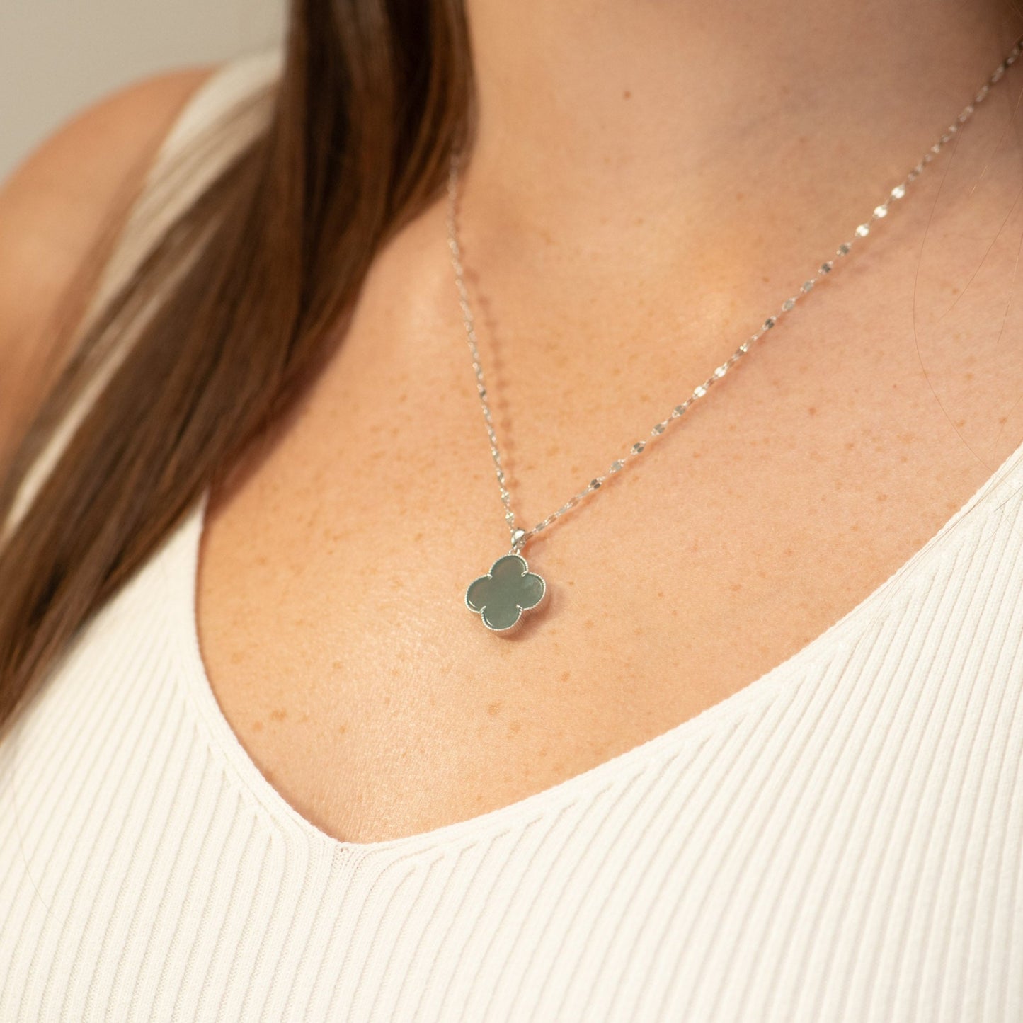 Semi-Precious Jade Clover Necklace