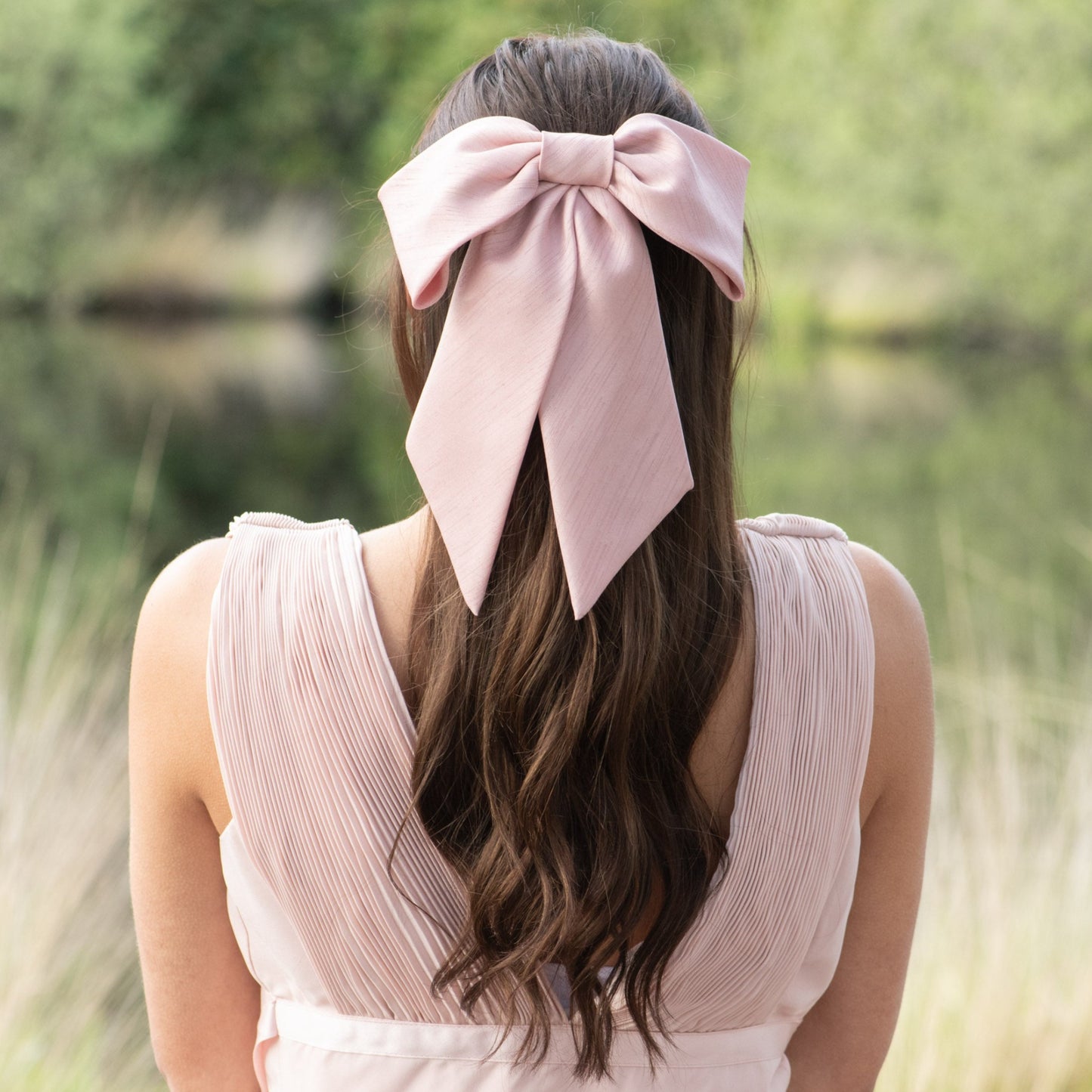 Oversized Black Satin Hair Bow