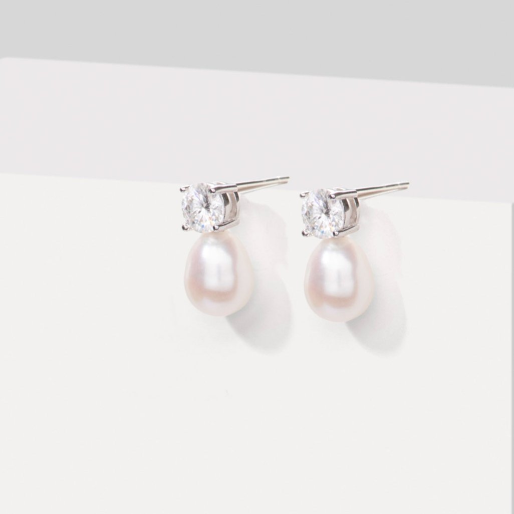 Freshwater Pearl 1ct Lab Grown Diamond Earrings