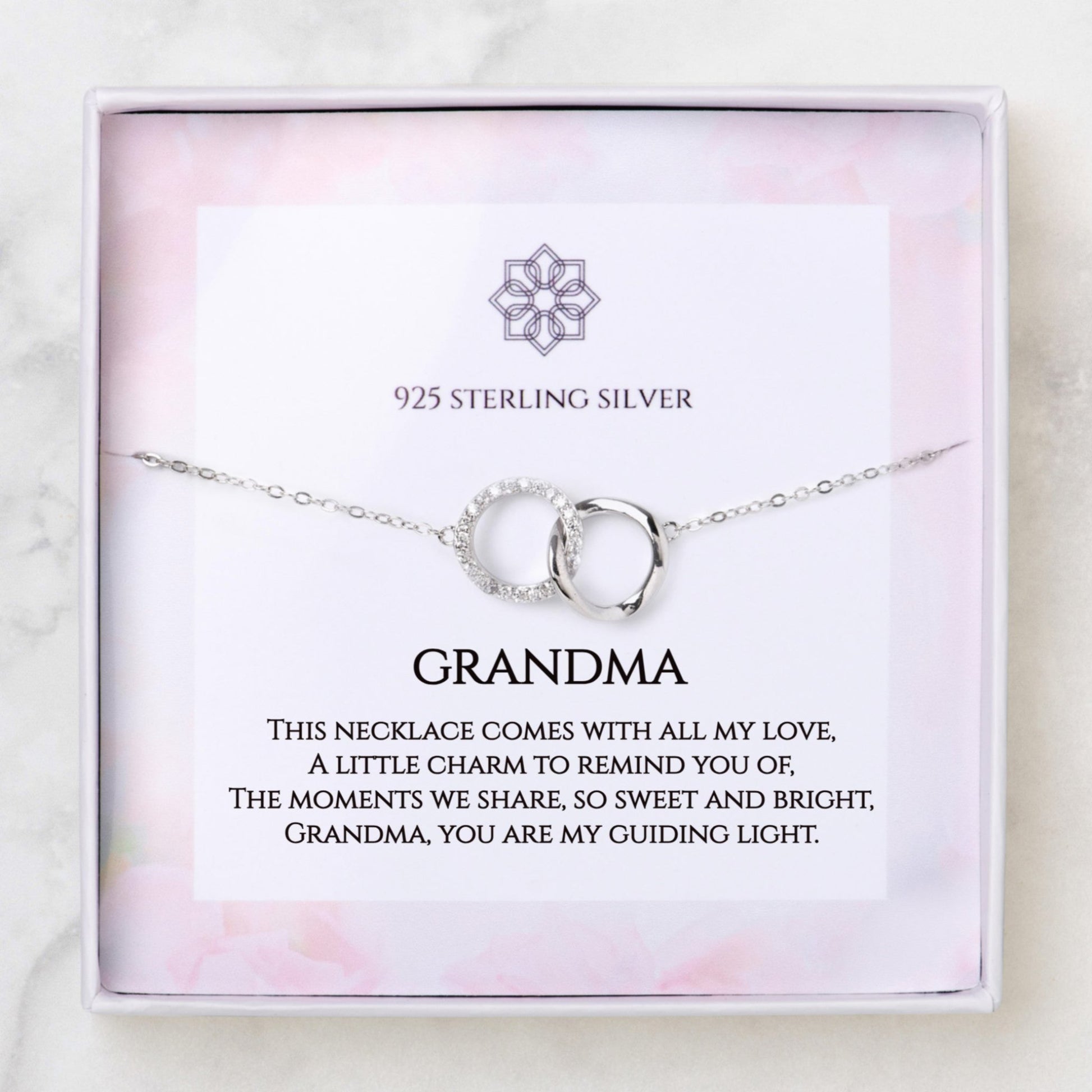 Silver grandma necklace gift