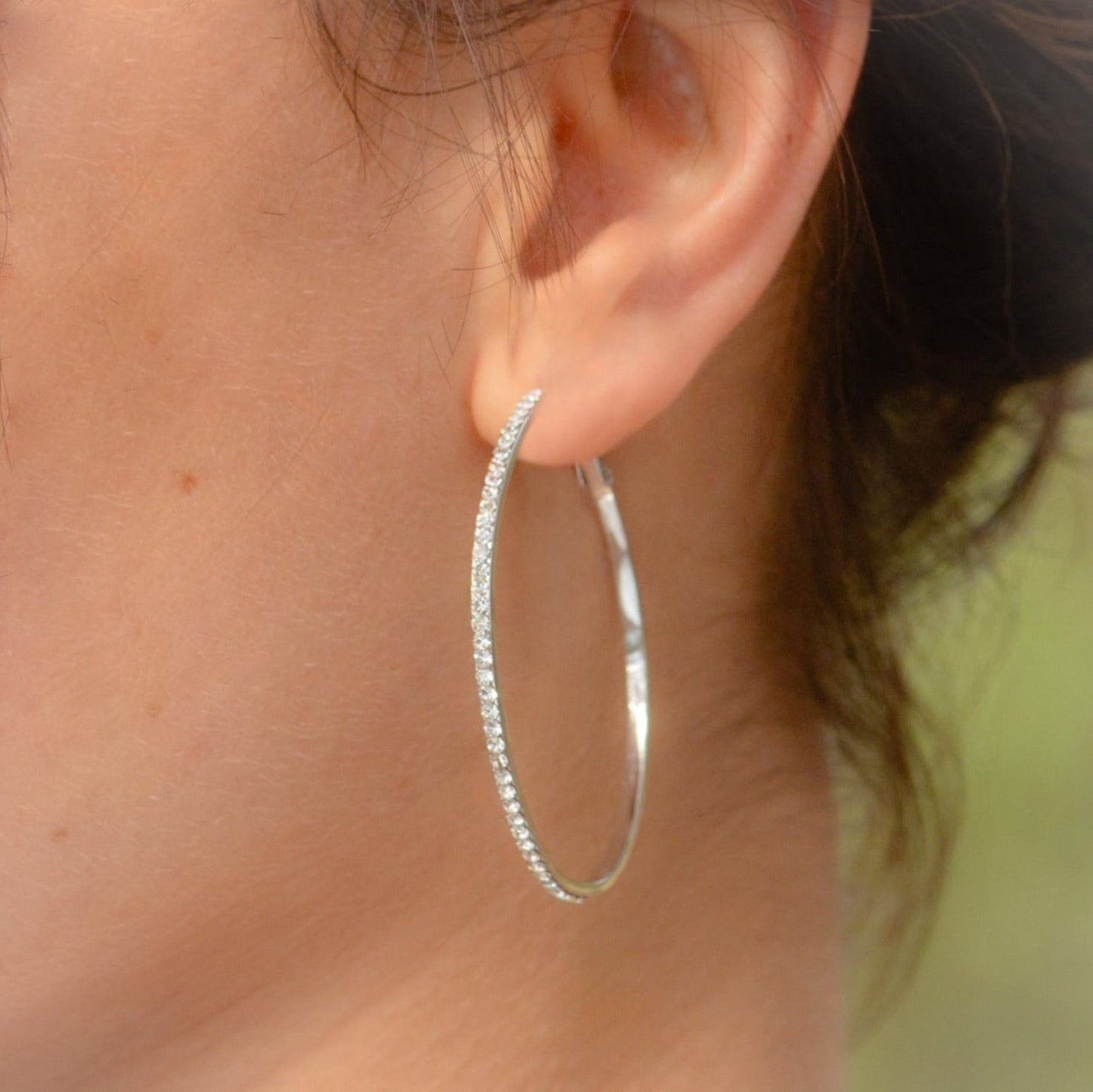 Pave Diamond Style Hoop Earrings