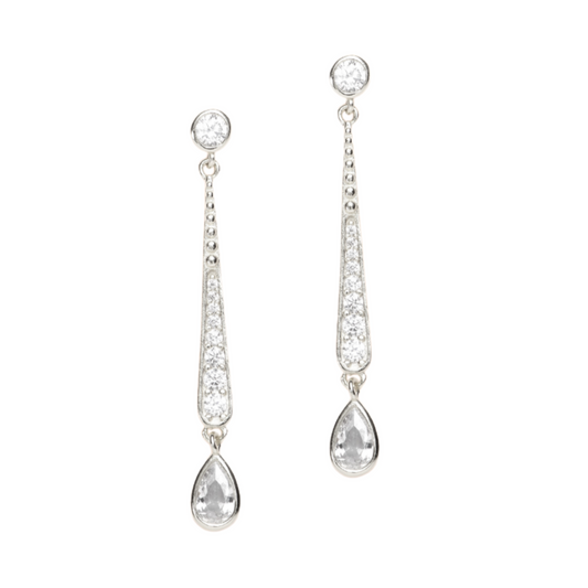 Sleek and Simple CZ Drop Earrings