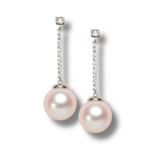 Vegan Pearl and Crystal Drop Earrings