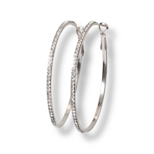 Large Pave Diamond Hoop Earrings