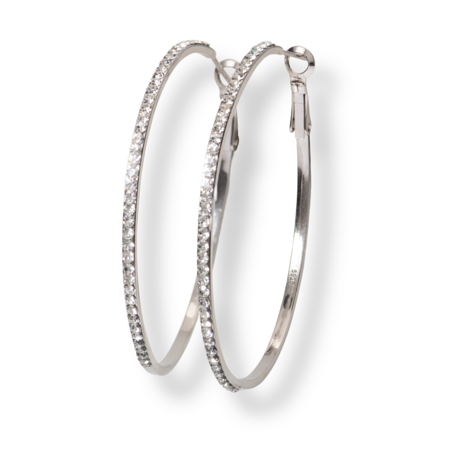 Large Pave Diamond Hoop Earrings