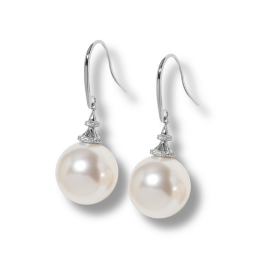 Vegan Pearl and Crystal Drop Earrings