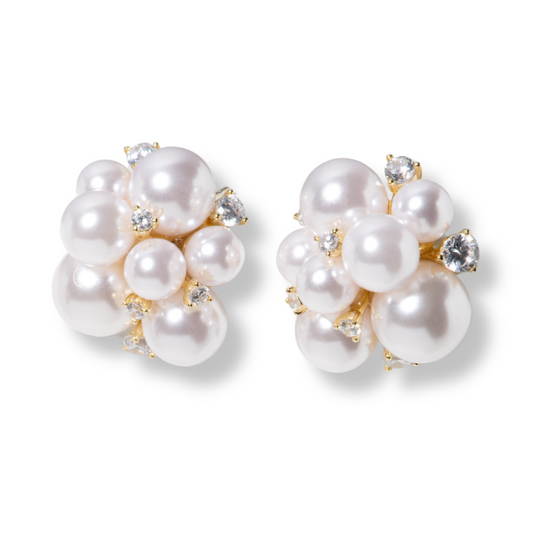 Pearl Cluster Stud Earrings