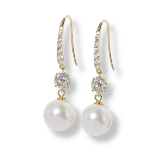 Pearl and Crystal Drop Earrings and Necklace