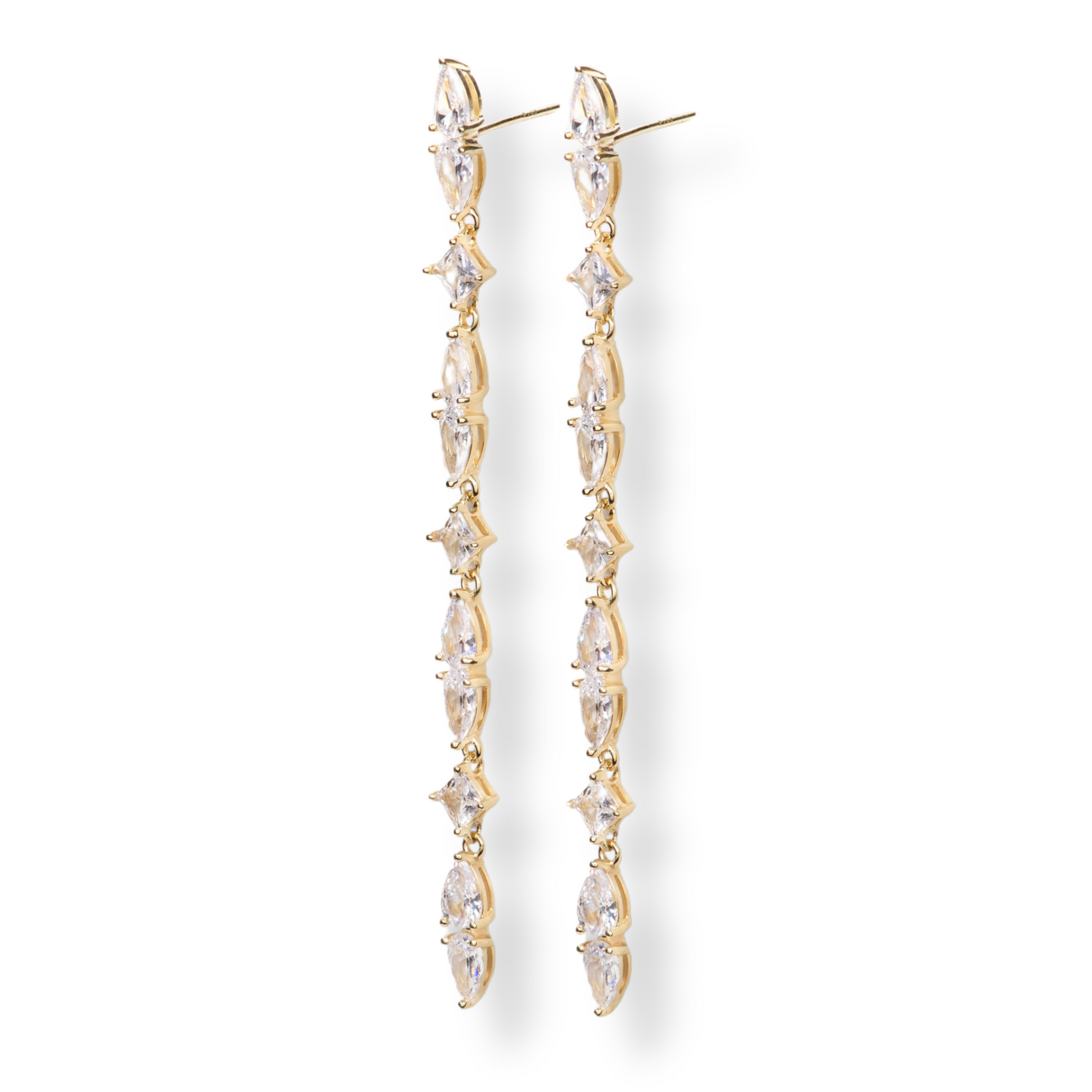 Long Slim Diamond Earrings