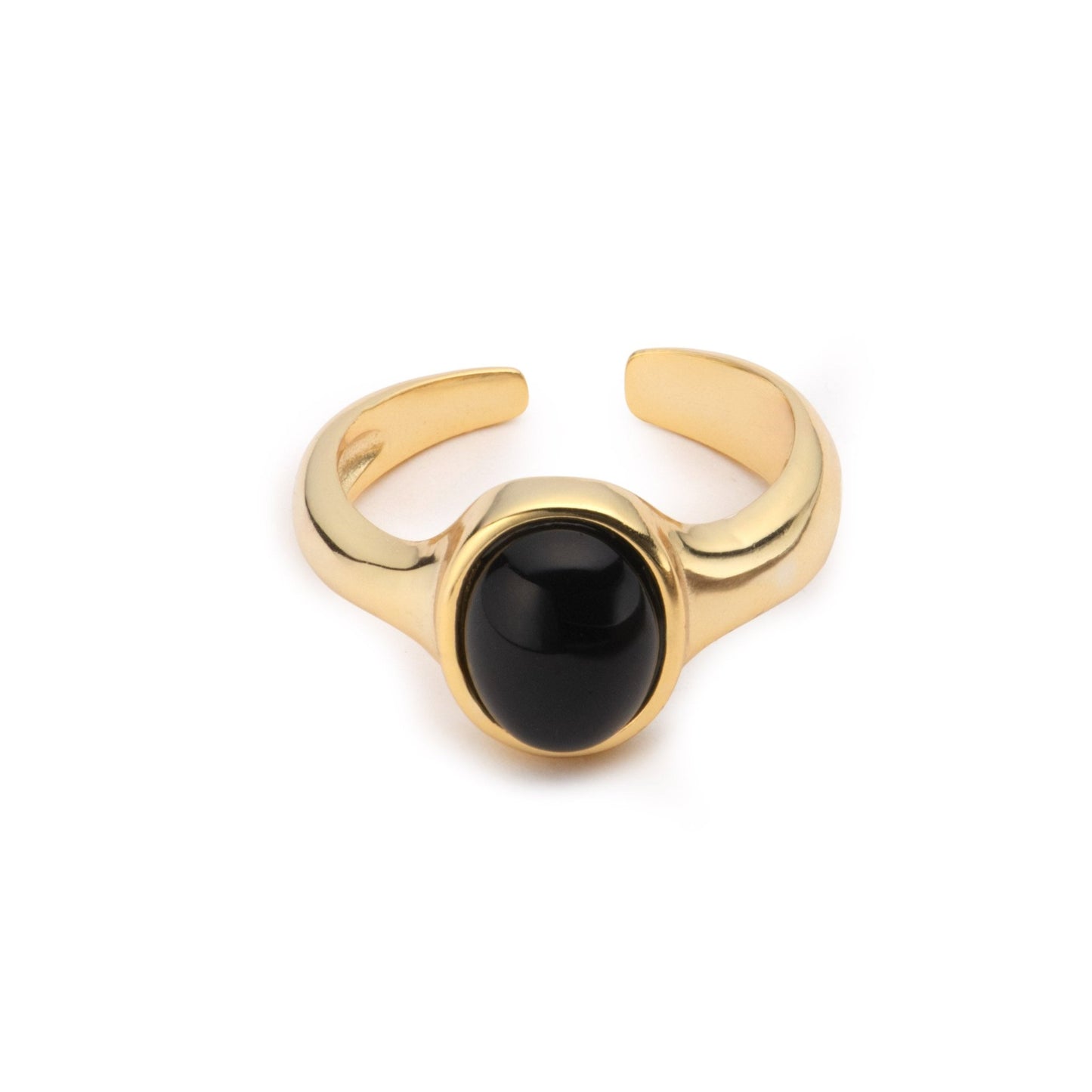 Black Agate Adjustable Ring