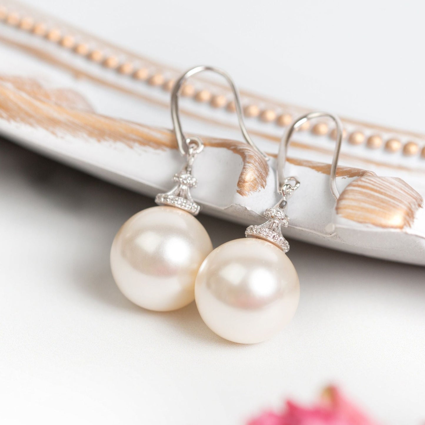 Vegan Pearl and Crystal Drop Earrings