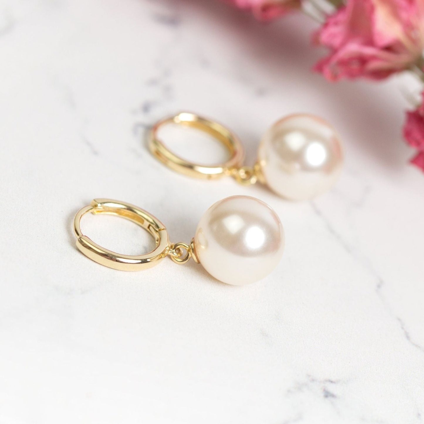 Vegan Pearl Hoop Earrings