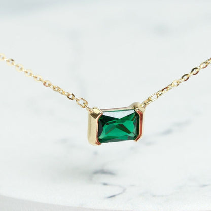 Emerald Baguette CZ Necklace