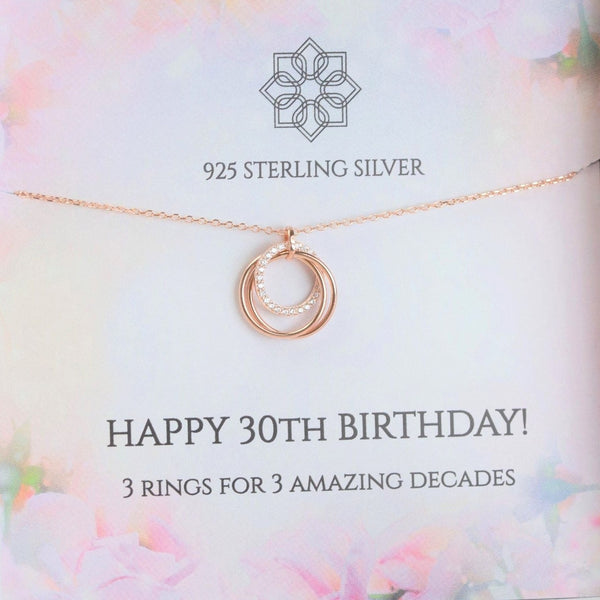 30th Birthday Necklace Sterling Silver 3 Decades Gift for Women with A –  Inspired By My Girls